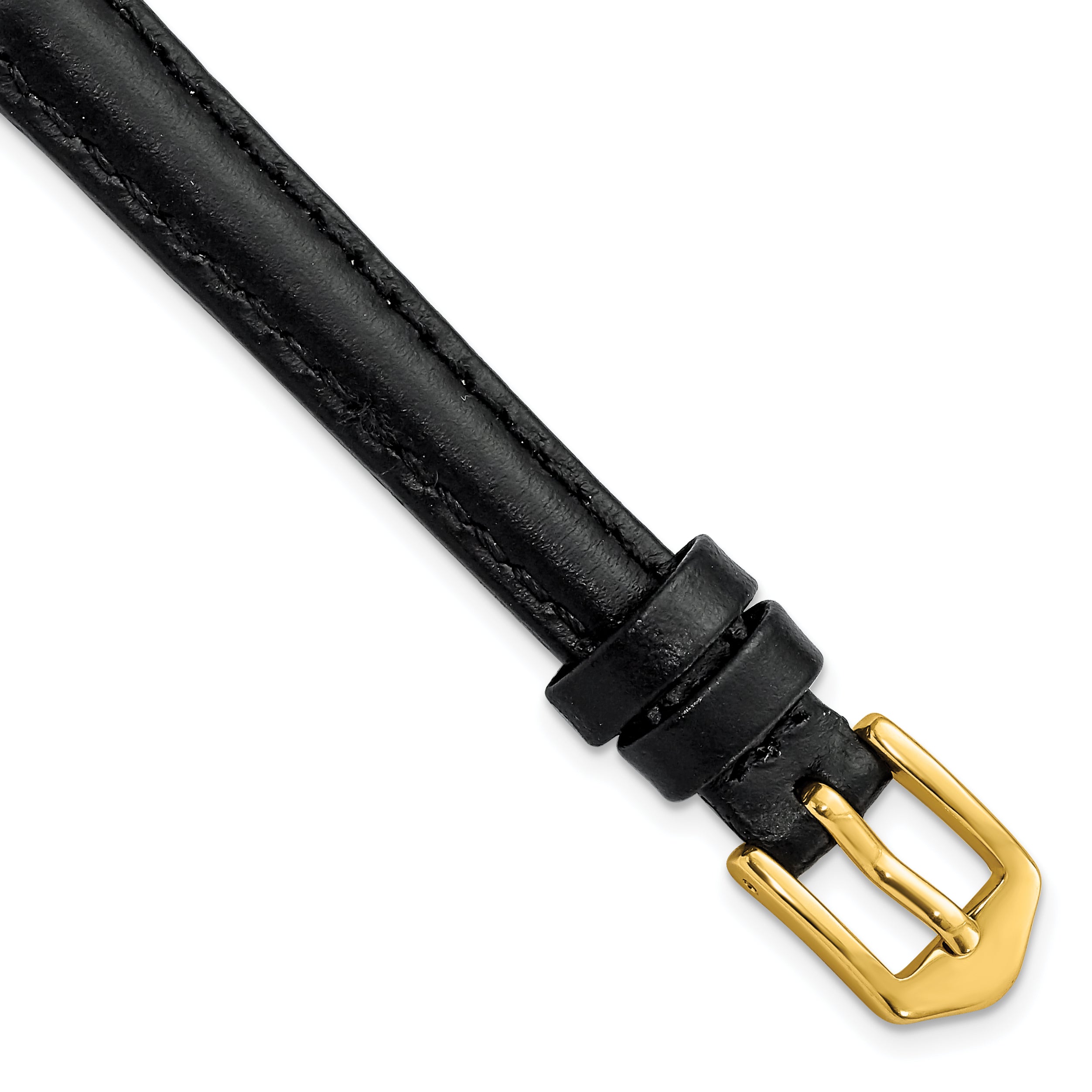 10mm Black Oilskin Leather with Gold-tone Aluminum Buckle 6.6 inch Watch Band