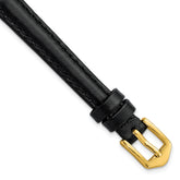 10mm Black Oilskin Leather with Gold-tone Aluminum Buckle 6.6 inch Watch Band