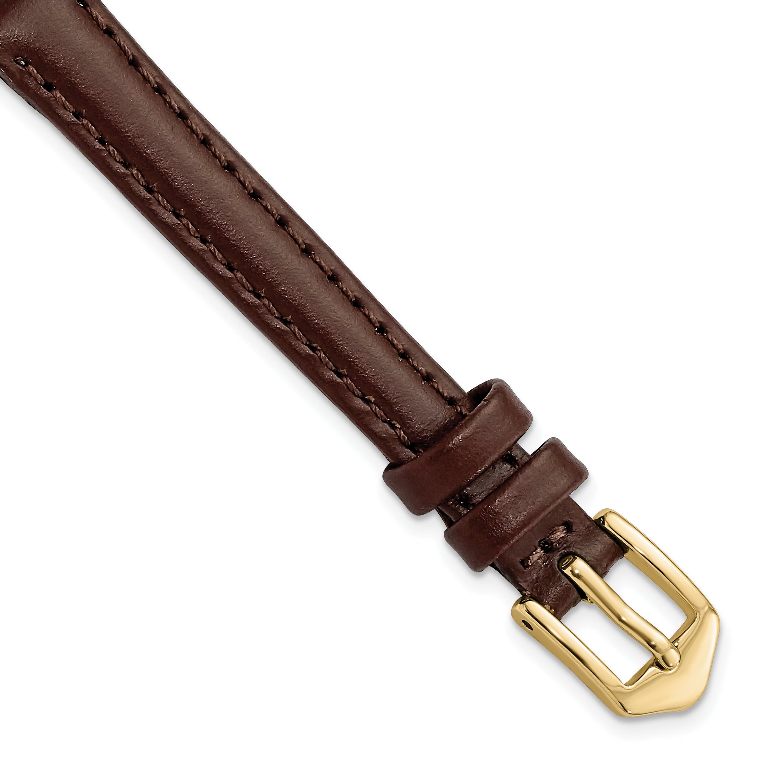 10mm Brown Oilskin Leather with Gold-tone Aluminum Buckle 6.6 inch Watch Band