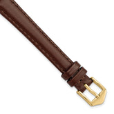 12mm Long Brown Oilskin Leather with Gold-tone Aluminum Buckle 7.4 inch Watch Band