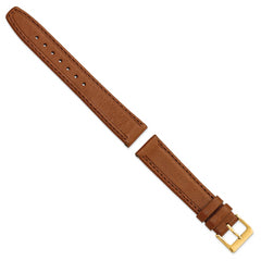 16mm Havana Brown Genuine Calf Leather with Gold-tone Buckle 7.5 inch Watch Band