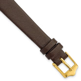 12mm Brown Smooth Flat Leather with Gold-tone Buckle 6.75 inch Watch Band