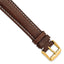 19mm Long Dark Brown Sport Leather with White Stitching and Gold-tone Buckle 8.5 inch Watch Band - Sophia Jewelers