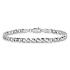 14K White Gold 10 inch 3.35mm Semi-Solid Curb with Lobster Clasp Anklet