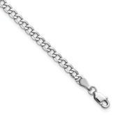 14K White Gold 9 inch 3.35mm Semi-Solid Curb with Lobster Clasp Anklet