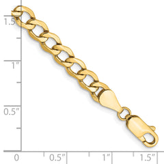 14K 8 inch 5.25mm Semi-Solid Curb with Lobster Clasp Bracelet