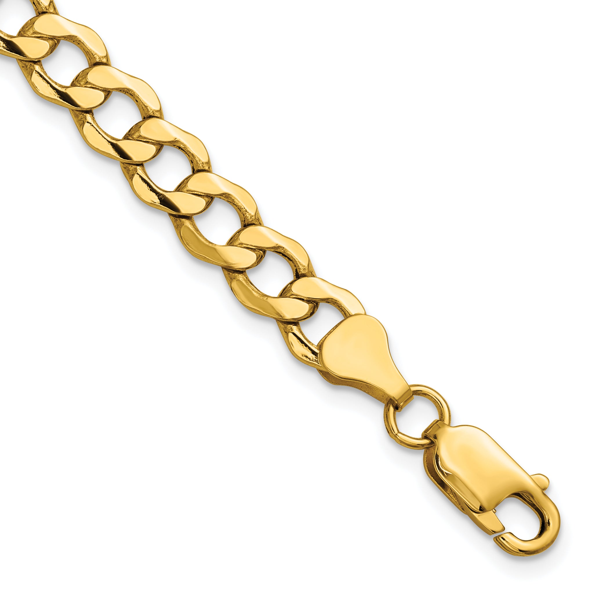14K 8 inch 6.5mm Semi-Solid Curb with Lobster Clasp Bracelet