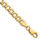 14K 8 inch 6.5mm Semi-Solid Curb with Lobster Clasp Bracelet