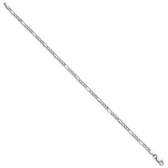 14K White Gold 10 inch 2.5mm Semi-Solid Figaro with Lobster Clasp Chain