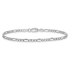 14K White Gold 10 inch 2.5mm Semi-Solid Figaro with Lobster Clasp Chain