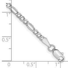 14K White Gold 10 inch 2.5mm Semi-Solid Figaro with Lobster Clasp Chain