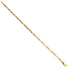 14K 10 inch 2.5mm Semi-Solid Figaro with Lobster Clasp Anklet
