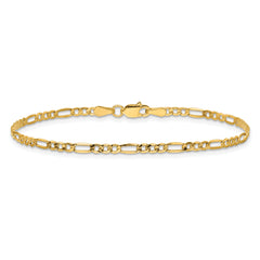 14K 10 inch 2.5mm Semi-Solid Figaro with Lobster Clasp Anklet