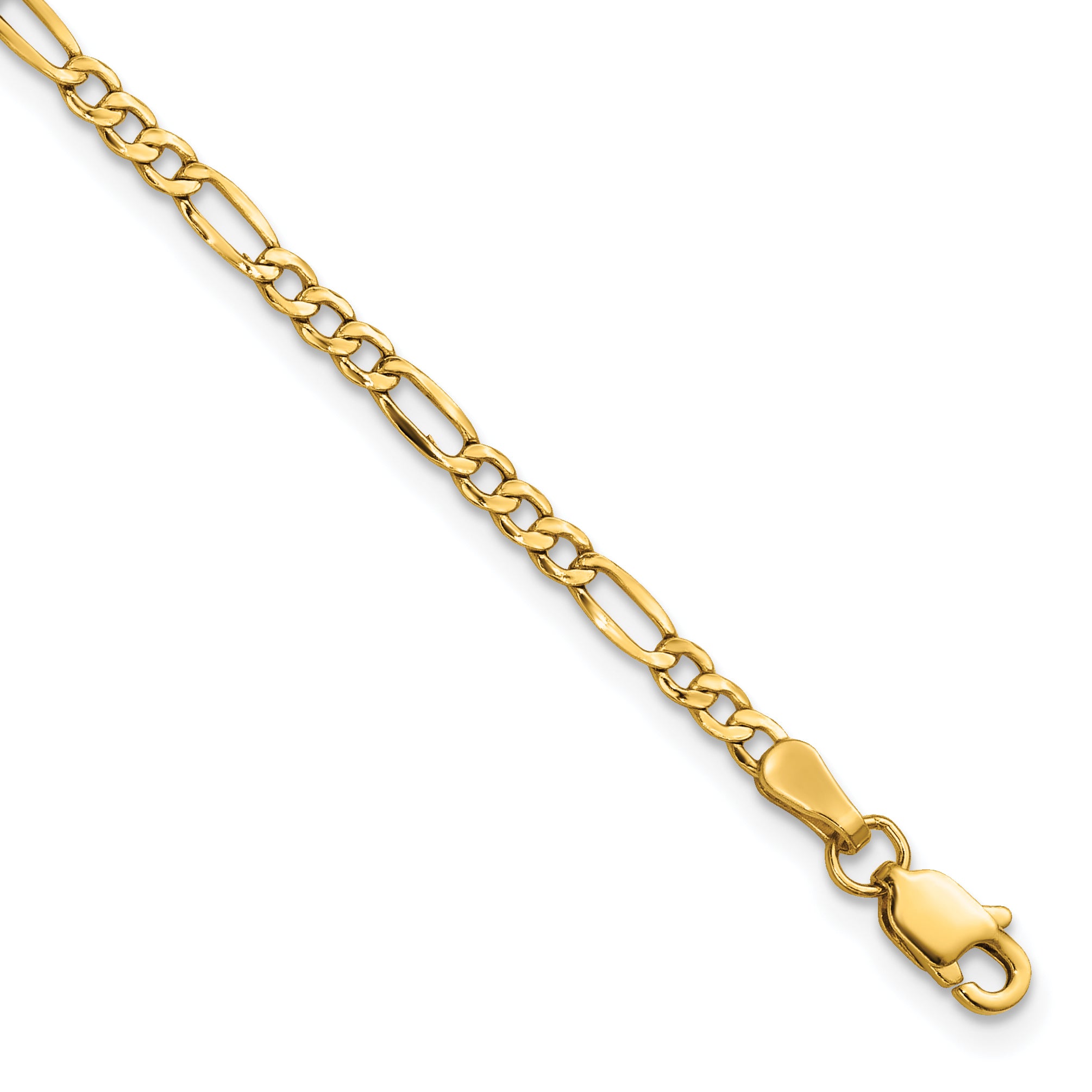 14k 2.5mm Semi-Solid Figaro Chain