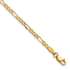 14k 2.5mm Semi-Solid Figaro Chain
