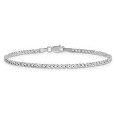 14K White Gold 10 inch 2.5mm Semi-Solid Curb with Lobster Clasp Anklet