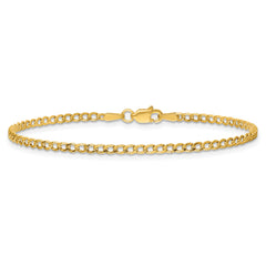 14K 10 inch 2.5mm Semi-Solid Curb with Lobster Clasp Anklet