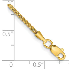 14K 10 inch 1.55mm Semi-Solid Wheat with Lobster Clasp Anklet