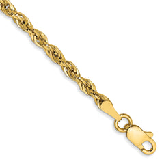 14K 8 inch 2.8mm Semi Solid Rope with Lobster Clasp Chain