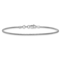 14K White Gold 8 inch 1.5mm Semi-Solid Round Box with Lobster Clasp Bracelet