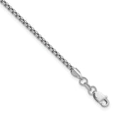14K White Gold 8 inch 1.75mm Semi-Solid Round Box with Lobster Clasp Bracelet