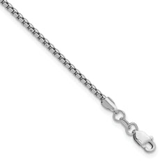 14K White Gold 8 inch 1.75mm Semi-Solid Round Box with Lobster Clasp Bracelet