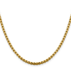 14K 30 inch 3.6mm Semi-Solid Round Box with Lobster Clasp Chain