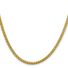 14K 24 inch 3.5mm Semi-Solid 3-Wire Wheat with Lobster Clasp Chain