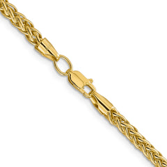 14K 24 inch 3.5mm Semi-Solid 3-Wire Wheat with Lobster Clasp Chain