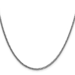 14K White Gold 24 inch 2.35mm Semi-Solid 3-Wire Wheat with Lobster Clasp Chain