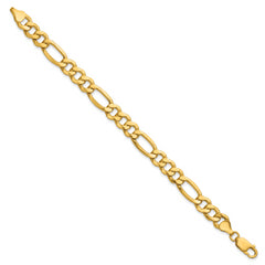 14K 8 inch 8.5mm Semi-Solid Figaro with Lobster Clasp Bracelet