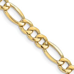 14K 26 inch 8.5mm Semi-Solid Figaro with Lobster Clasp Chain