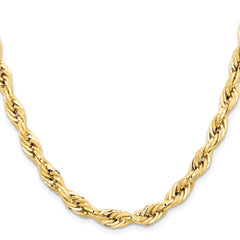 14K 28 inch 7mm Semi Solid Rope with Lobster Clasp Chain