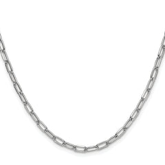 14k White Gold 3.7mm Semi-Solid Beveled Paperclip Chain