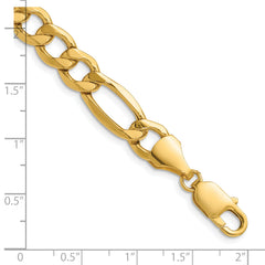 14k 9.4mm Semi-Solid Figaro Chain