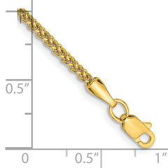 14K 10 inch 2mm Semi-Solid Wheat with Lobster Clasp Anklet