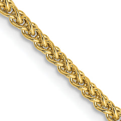 14K 30 inch 2mm Semi-Solid Wheat with Lobster Clasp Chain
