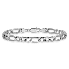 14K White Gold 8 inch 5.75mm Semi-Solid Figaro with Lobster Clasp Bracelet
