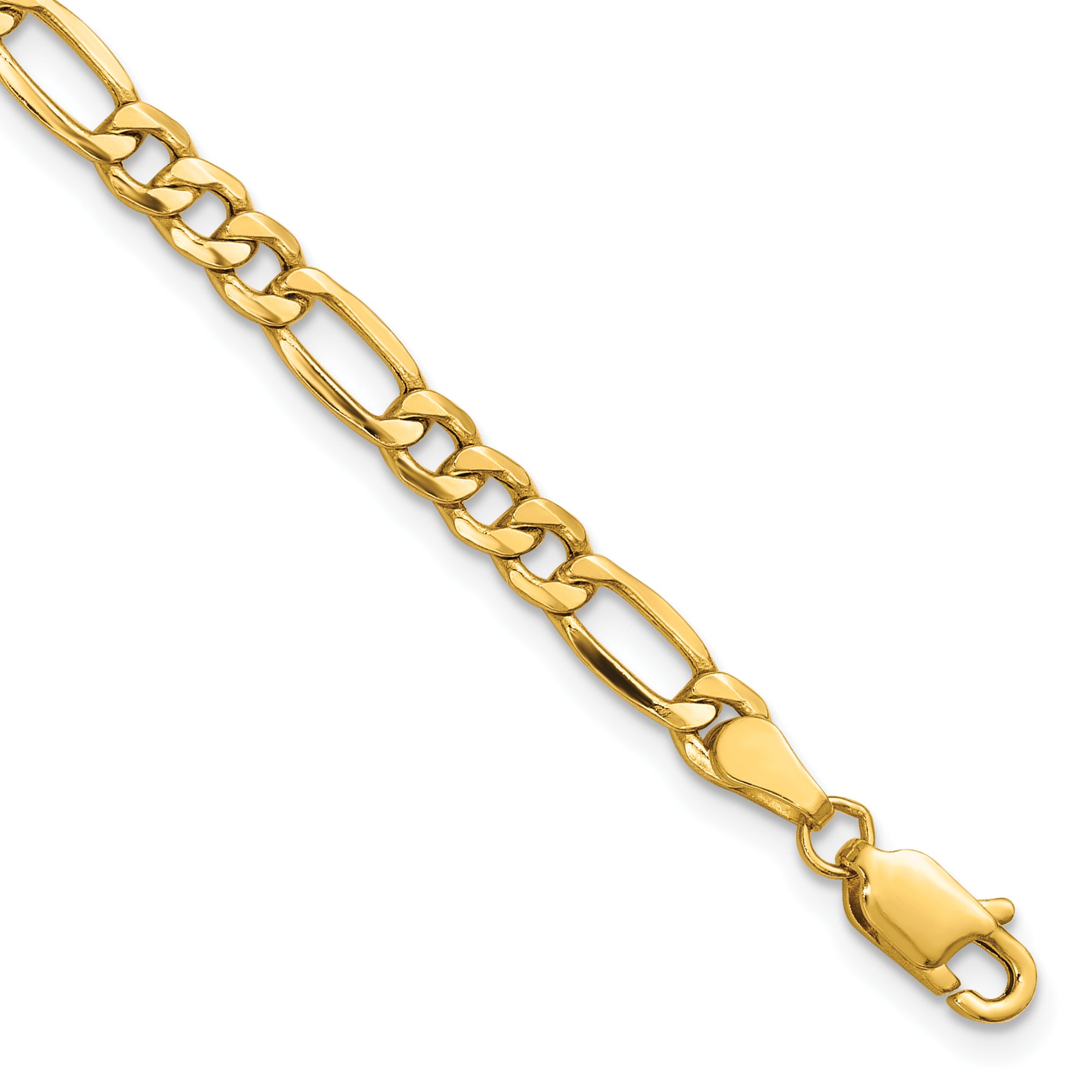 14K 8 inch 4.2mm Semi-Solid Figaro with Lobster Clasp Bracelet