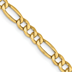 14K 26 inch 4.2mm Semi-Solid Figaro with Lobster Clasp Chain