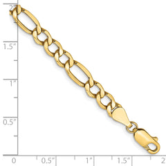 14K 9 inch 5.75mm Semi-Solid Figaro with Lobster Clasp Chain