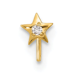 14k 23 Gauge CZ Star Nose Stud