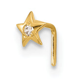 14k 23 Gauge CZ Star Nose Stud