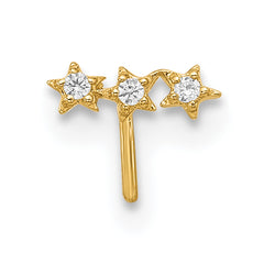 14k 22 Gauge CZ 3-Star Nose Stud