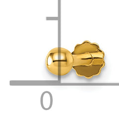 14K Polished 3mm Ball 16 Gauge Labret Stud