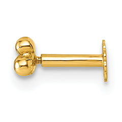 14K Polished Triple Ball 16 Gauge Labret Stud