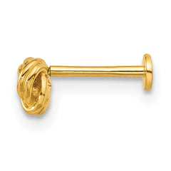 14k 18 Gauge Polished Love Knot Labret Stud