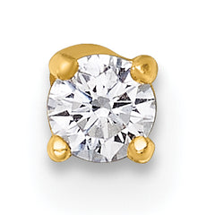 14k 18 Gauge Polished 3.0mm Round CZ Labret Stud