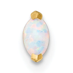 14k 18 Gauge Polished Navette Created Opal Labret Stud