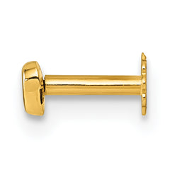 14K Polished CZ Heart 16 Gauge Labret Stud